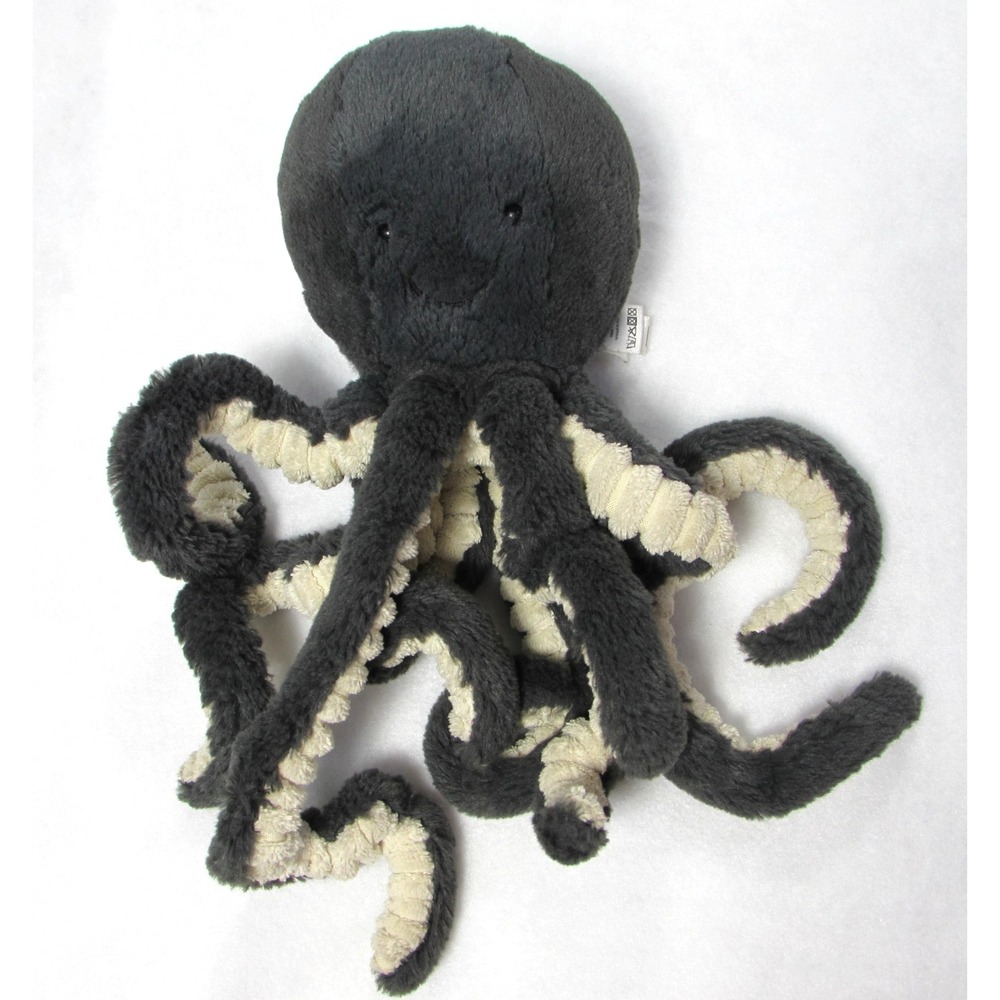 Jellycat INKY Octopus 9" Dark Gray Stuffed Animal Small Plush Used/Loved 2021
